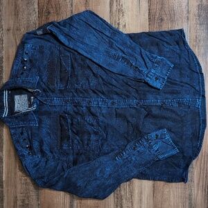 Affliction Black Premium Long Sleeve Button Down Shirt Size XL in Blue